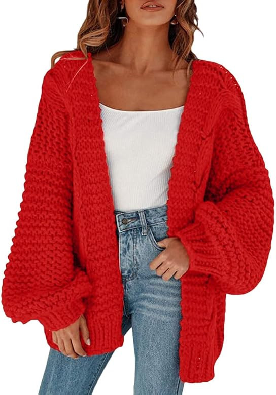 Remikstyt Womens Chunky Cardigan Cable Knit Oversized Open Front Cardigan Sweaters | Amazon (US)