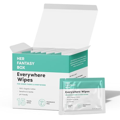Her Fantasy Box | Everywhere Wipes – 100% Organic Cotton, Gentle & Refreshing, pH-Balanced, Fragrance-Free, Plant-Powered for Body, Face & Intimate Areas, Ideal for Sensitive Skin - 1 Pack, 15 Wipes | Amazon (US)