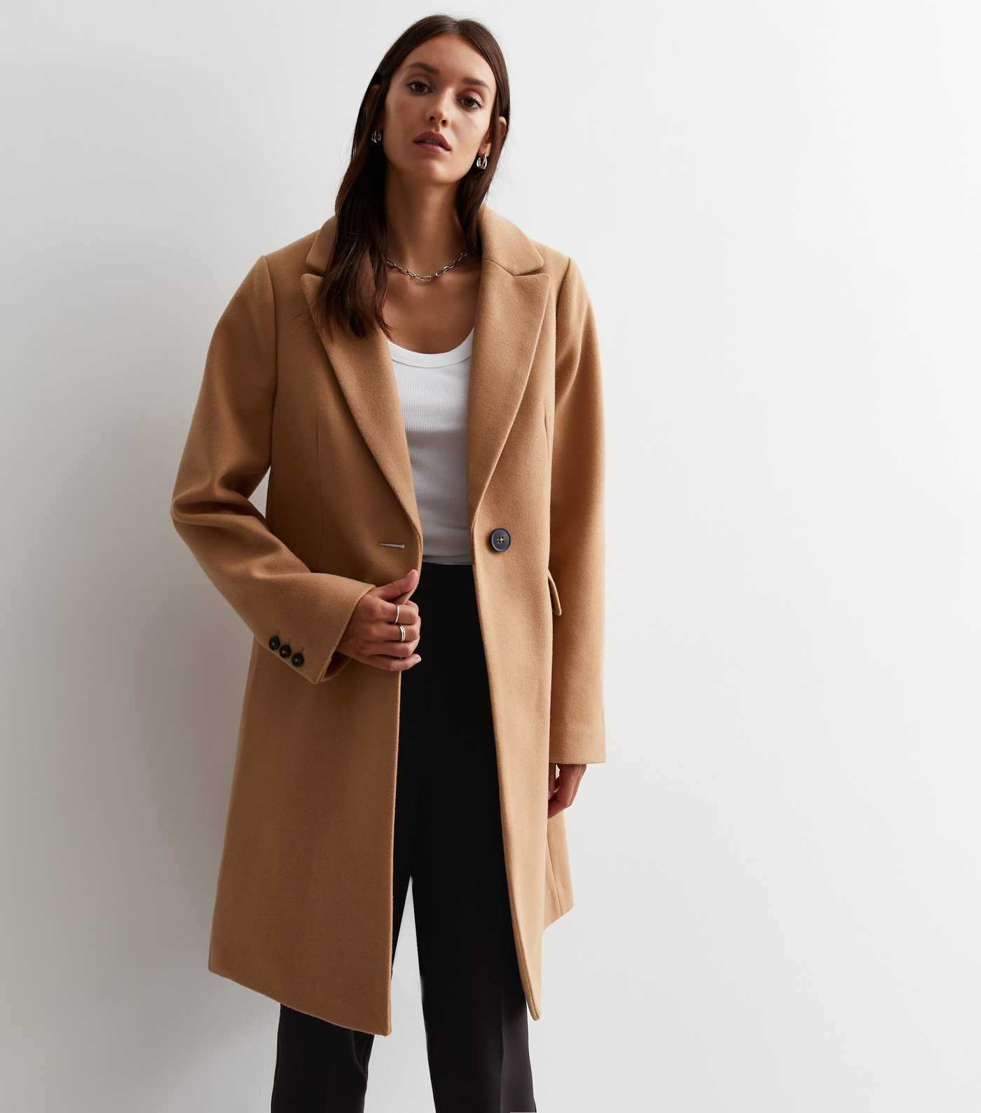 Camel Lined Formal Longline Coat | New Look | New Look (UK)
