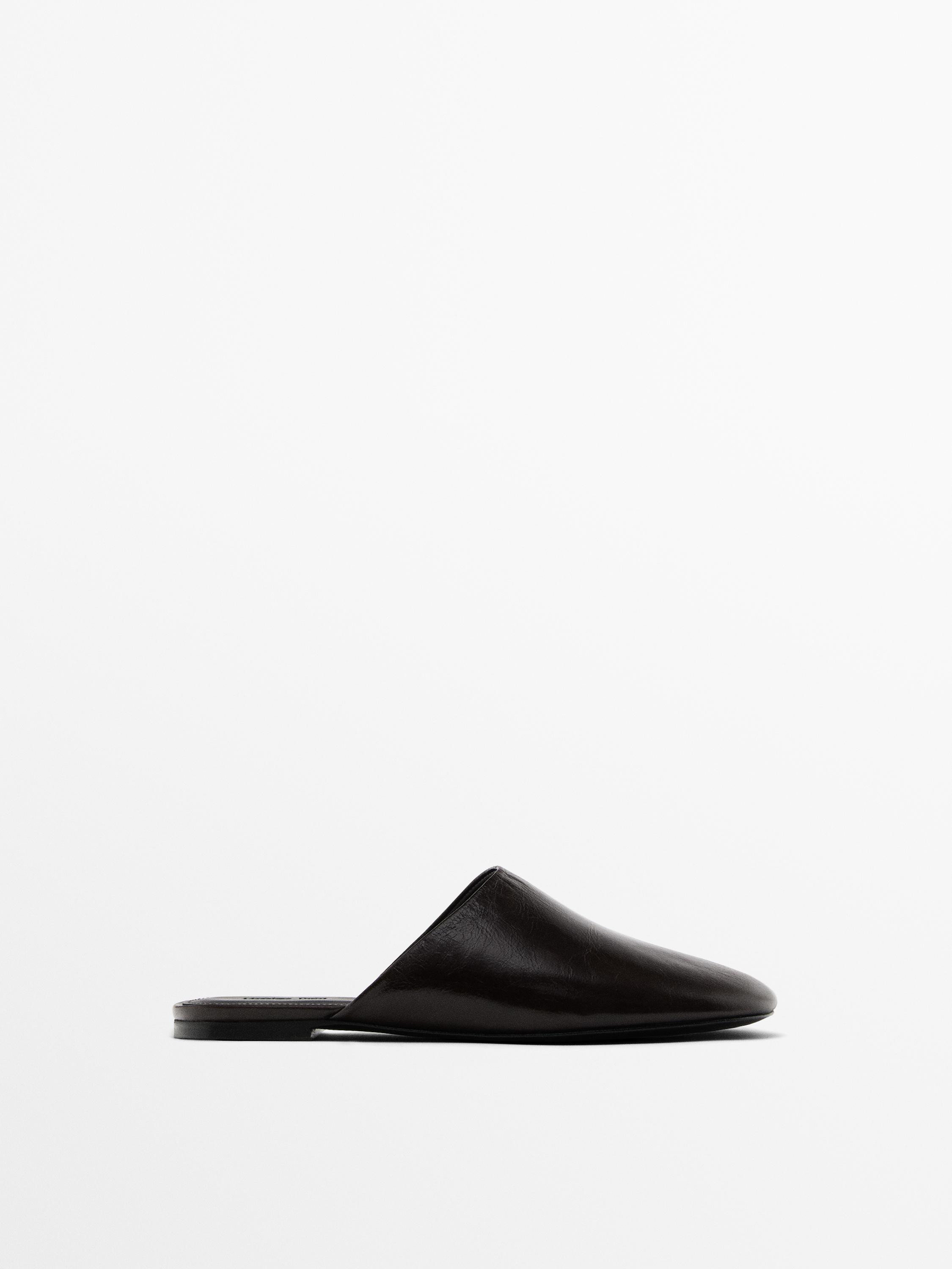 Flache Mules aus Leder | Massimo Dutti DE