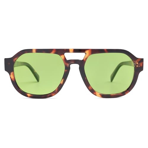 SOJOS Retro Polarized Aviator Sunglasses Womens Vintage Shades Trendy Stylish Sunnies SJ2343 with Tortoise/Green Lens | Amazon (US)