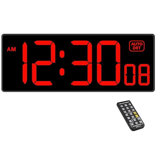 Soobest Digital Wall Clock with Seconds for Gym, Remote Countdown Timer Large LED Display 5 Dimmer (10.2" Red) | Amazon (US)