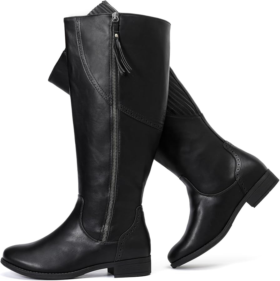 Luoika Women's Extra Wide Calf Knee High Boots, Wide Width Plus Size Knee-High Boots Low Heel Fas... | Amazon (US)