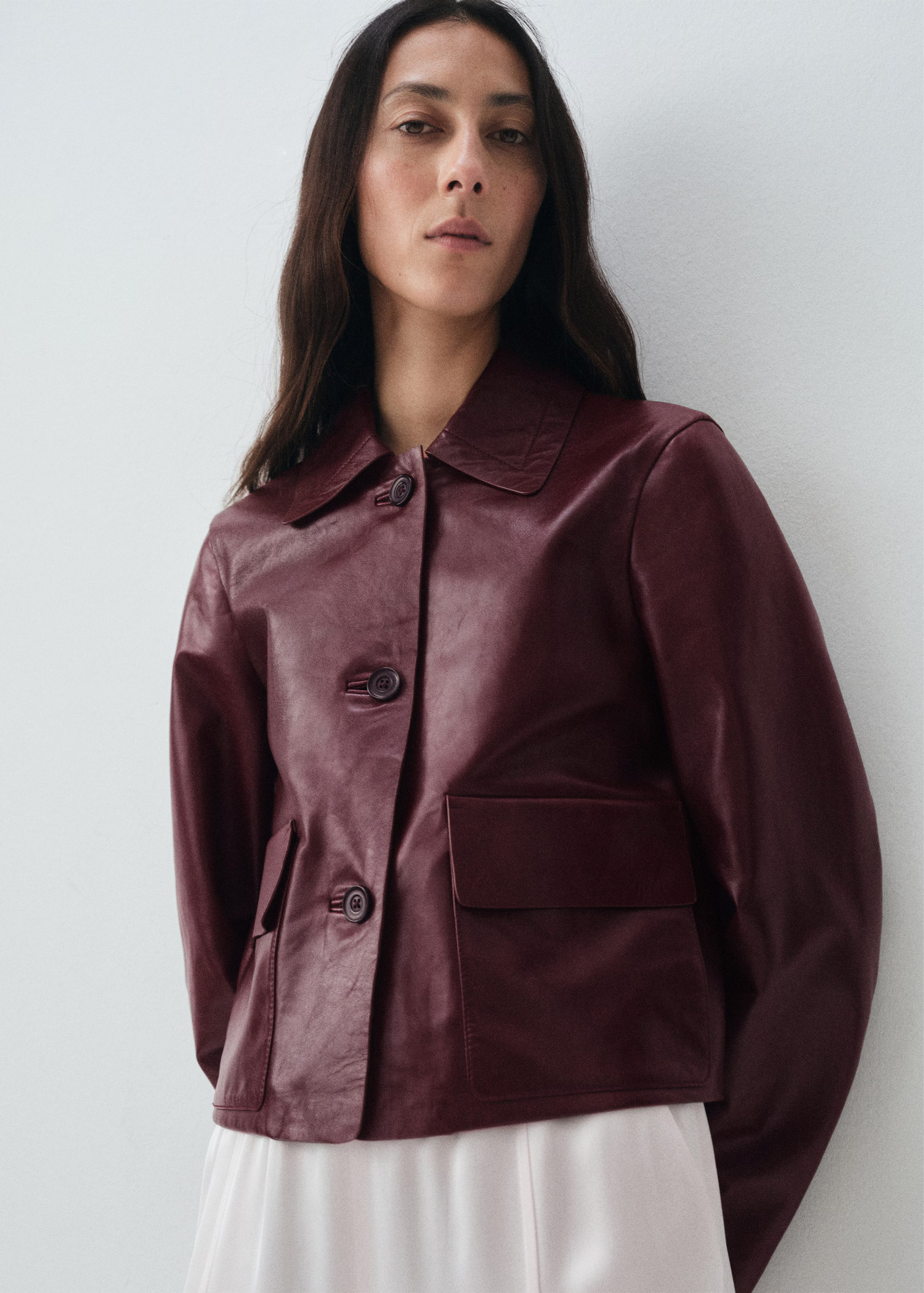 100% leather jacket with buttons - Women | MANGO USA | Mango (US/MX/AU)