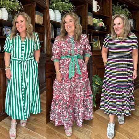 These boden dresses are 30% off!
Green stripe size 14
Floral paisley maxi size 12 reg
Striped size 12 petite 

#LTKSaleAlert #LTKMidsize #LTKOver40