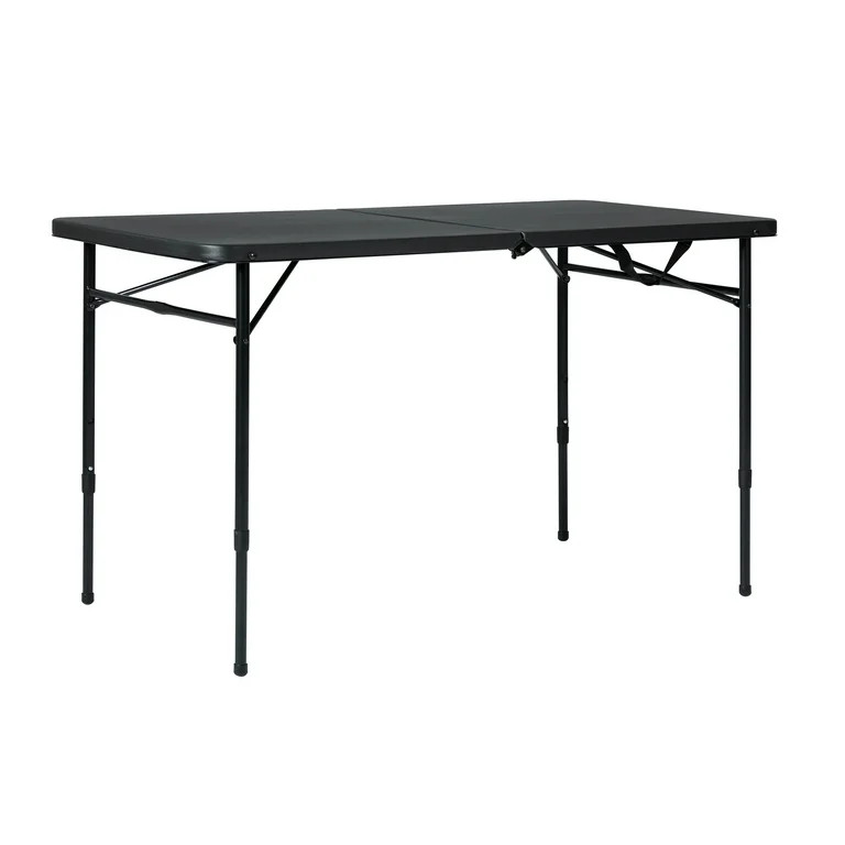 Mainstays 4 ft Adjustable Height Centerfold Folding Table, Black | Walmart (US)