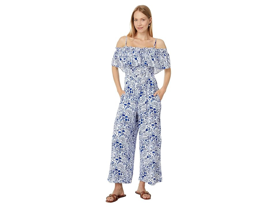 Tommy Hilfiger Floral Jumpsuit (Ivory/Provence) Women's Jumpsuit & Rompers One Piece | Zappos