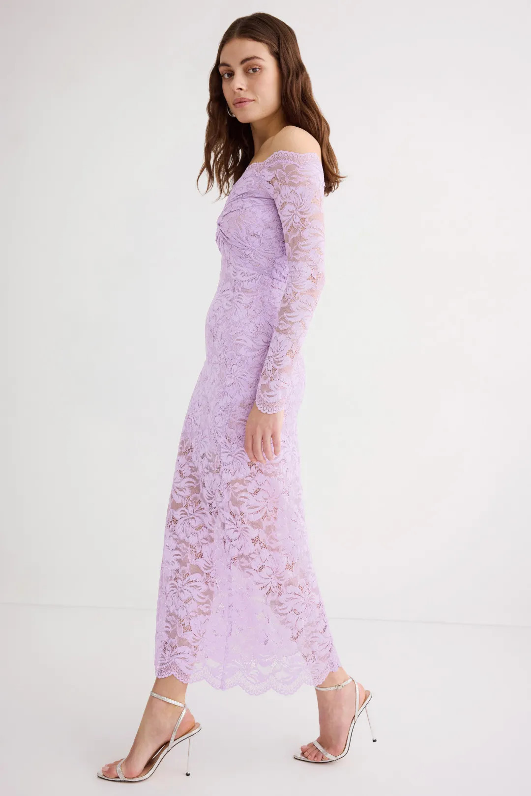 Off The Shoulder Lace Midi Dress | Rent the Runway