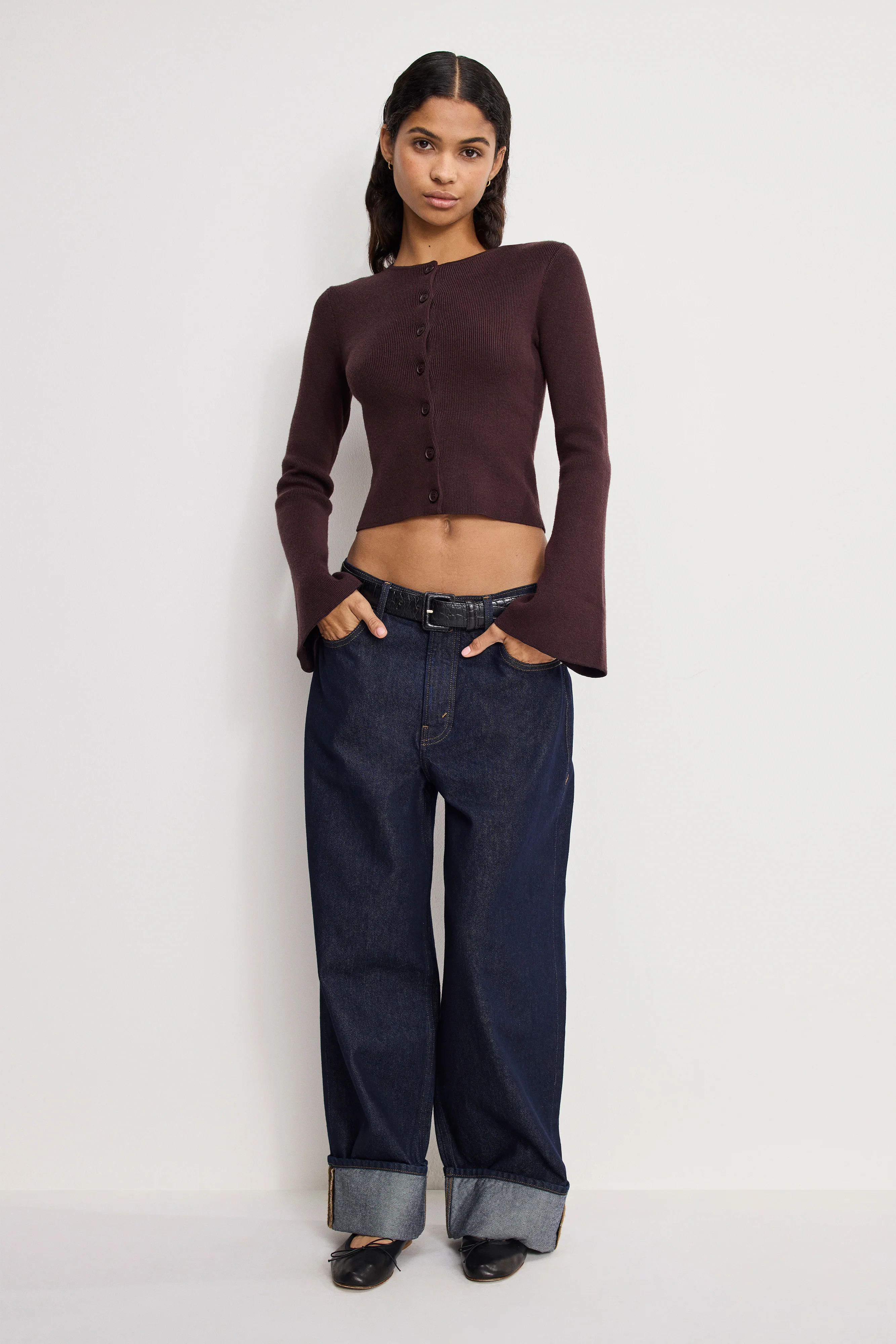 BELL SLEEVE KNIT CARDIGAN | BARK003 - GOOD AMERICAN | Good American