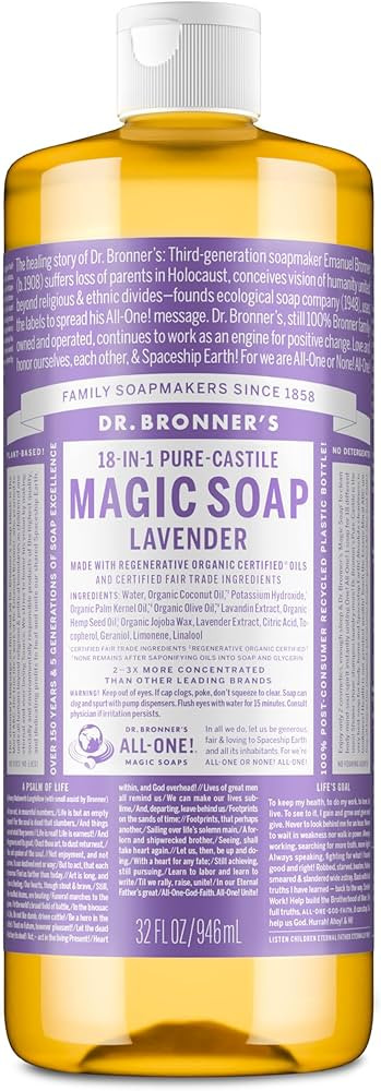Dr. Bronner's - Pure-Castile Liquid Soap (Lavender, 32 ounce) - Made with Organic Oils, 18-in-1 U... | Amazon (US)