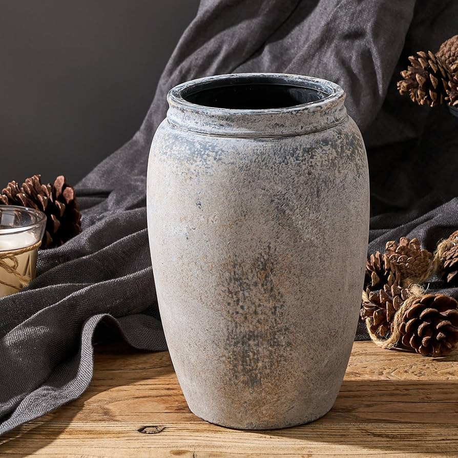 8.2 Inch Ceramic Vase, Terracotta Rustic Vase Farmhouse Decorative Vase Boho Decor, Ceramic Vases... | Amazon (US)