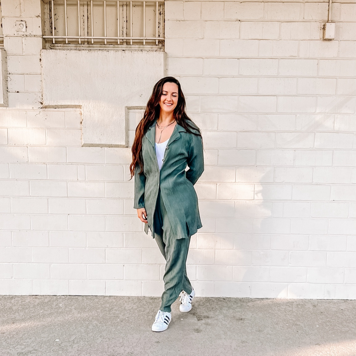 Shop my vintage look! 

Green blue suit, adidas sneaker, trainers, white tank top, business casual shirt 

#LTKMidsize #LTKHome #LTKStyleTip