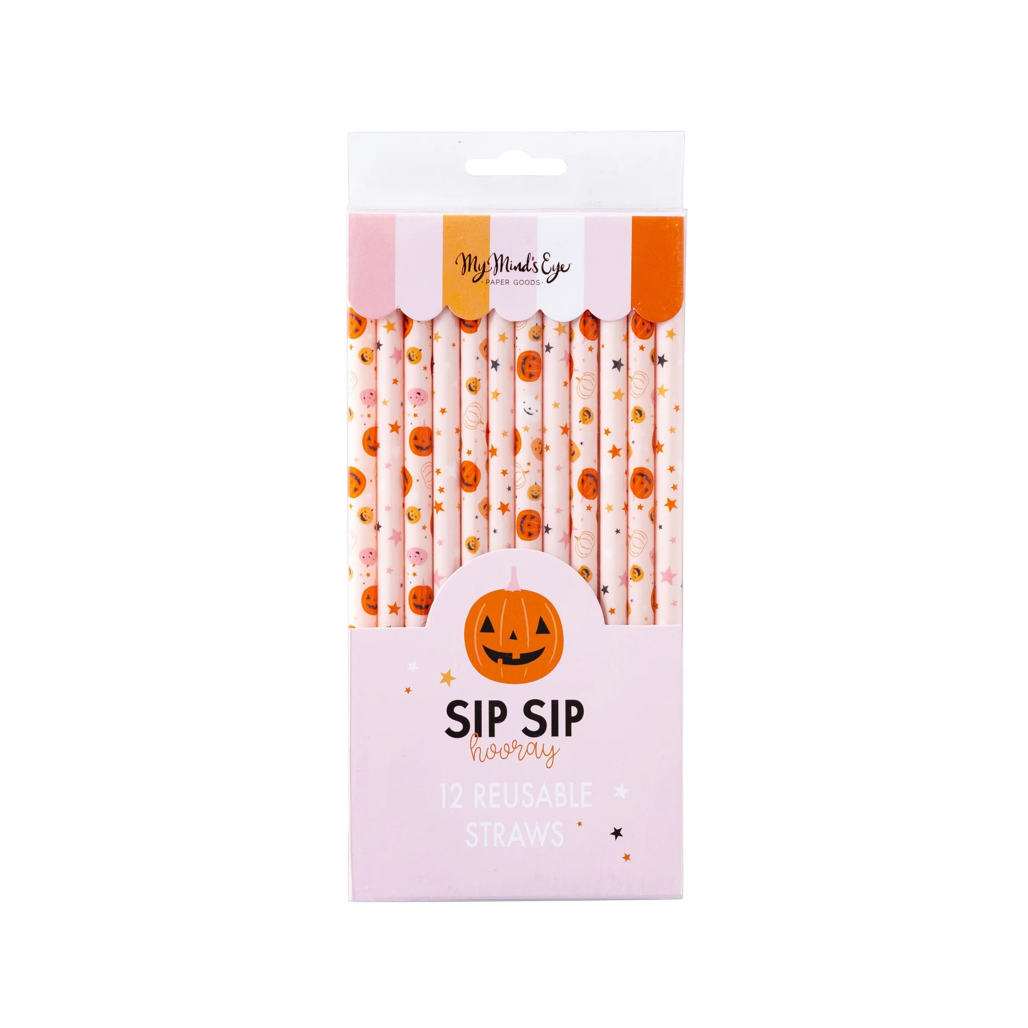 Pink/Orange Pumpkins Reusable Straws | My Mind's Eye