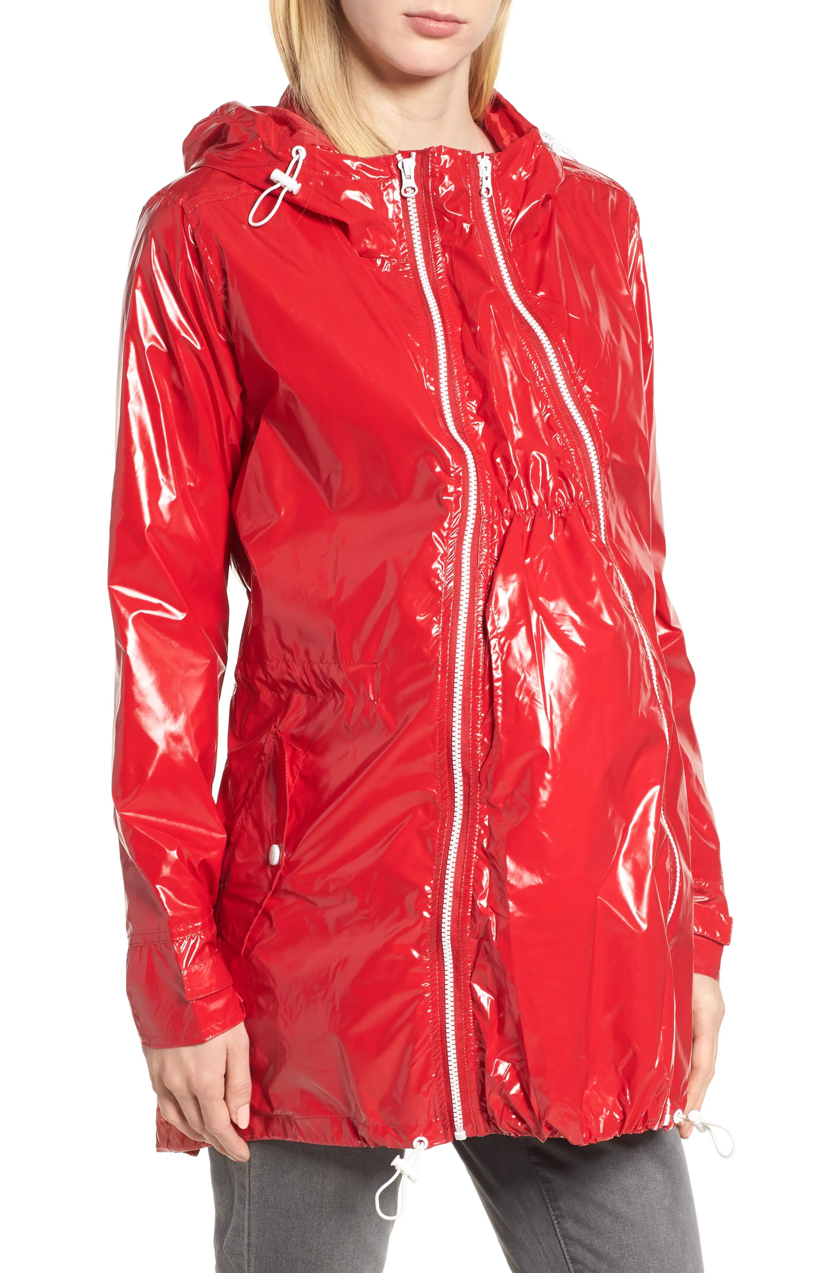 Modern Eternity Waterproof Convertible 3-in-1 Maternity Raincoat in Red at Nordstrom, Size Small | Nordstrom
