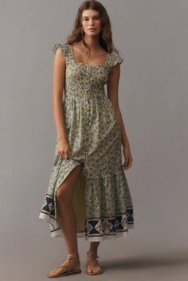 The Peregrine Square-Neck Midi Dress | Anthropologie (US)