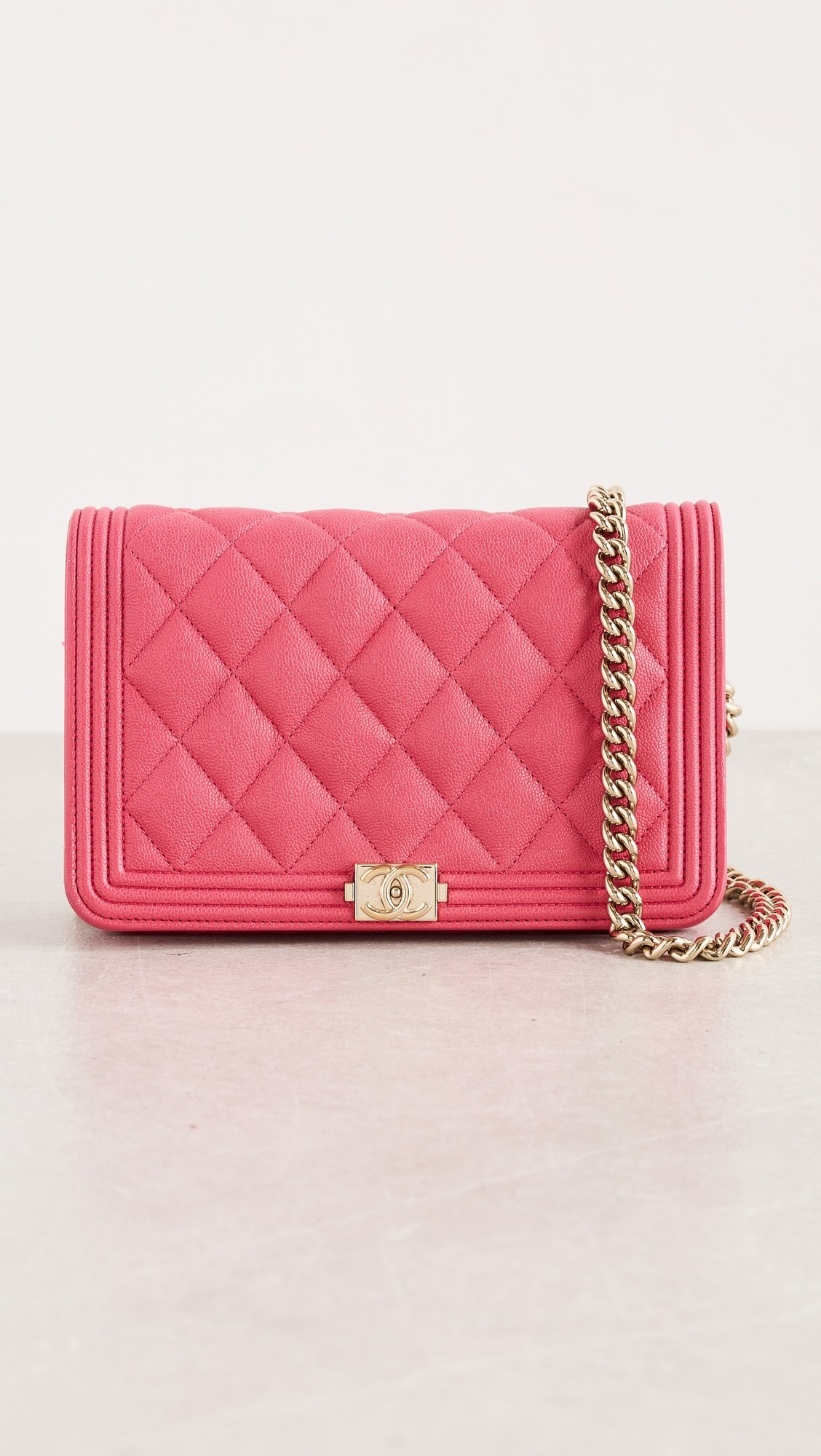 Chanel Pink Caviar Boy Wallet On Chain | Shopbop