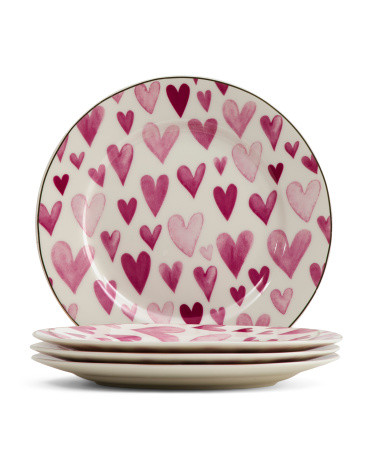 Set Of 4 Heart Dessert Plates | TJ Maxx