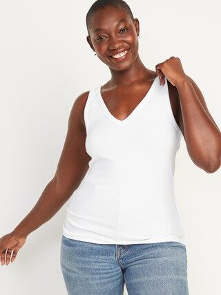 First-Layer Rib-Knit V-Neck Tank Top for Women | Old Navy (US)