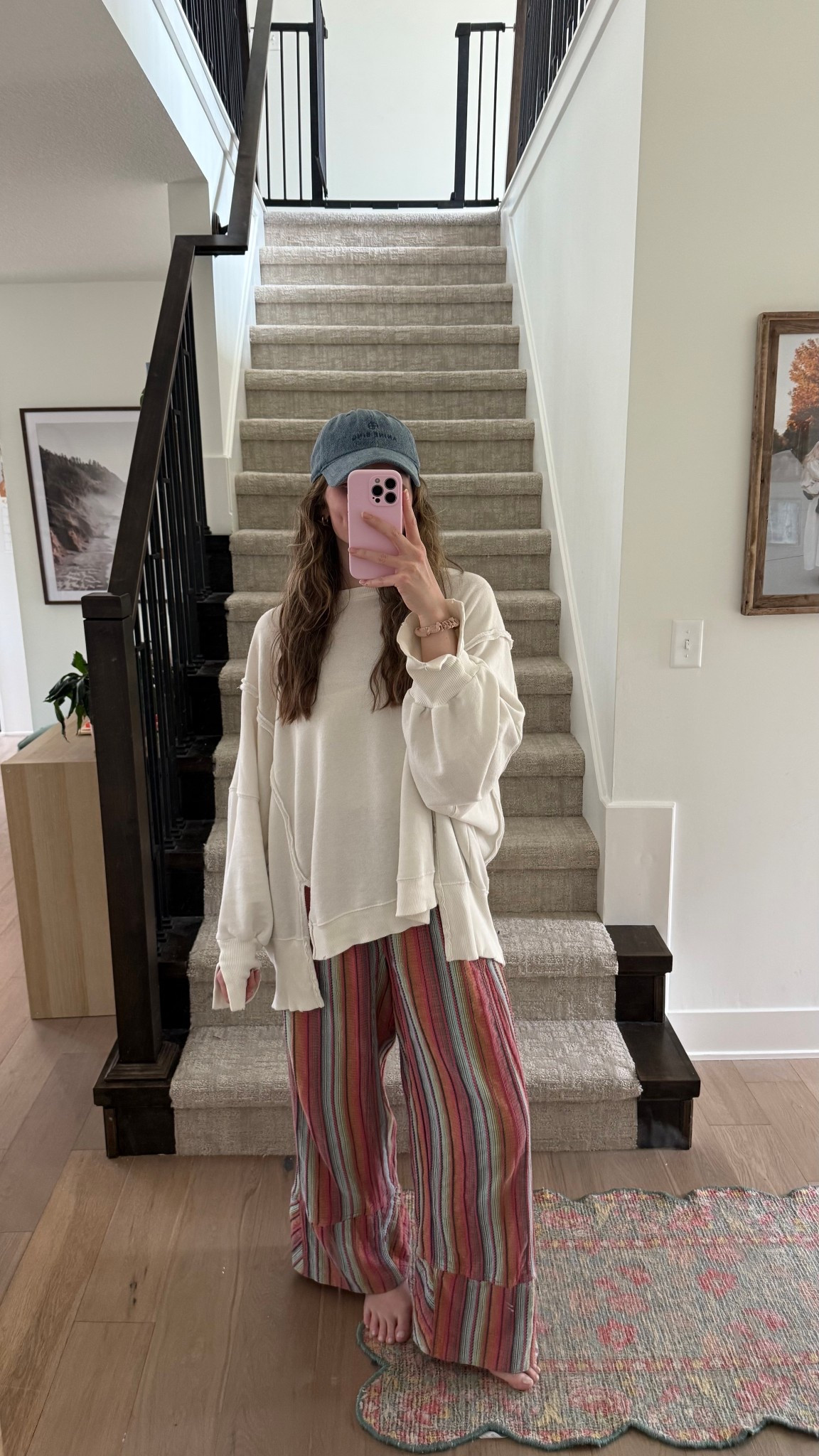 Wearing a small in crewneck and striped pants! 

Spring outfit, mom outfit 

#LTKmomlife #LTKootd