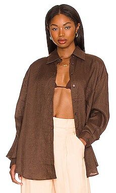 AEXAE Linen Woven Shirt in Brown from Revolve.com | Revolve Clothing (Global)