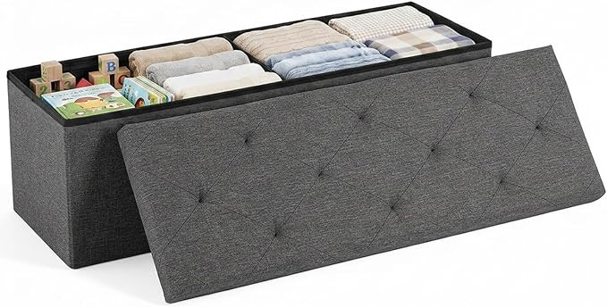 DUMOS 43 Inch Folding Storage Ottoman Bench, Large Hidden Storage Chest with Thicker Foam Padded ... | Amazon (US)