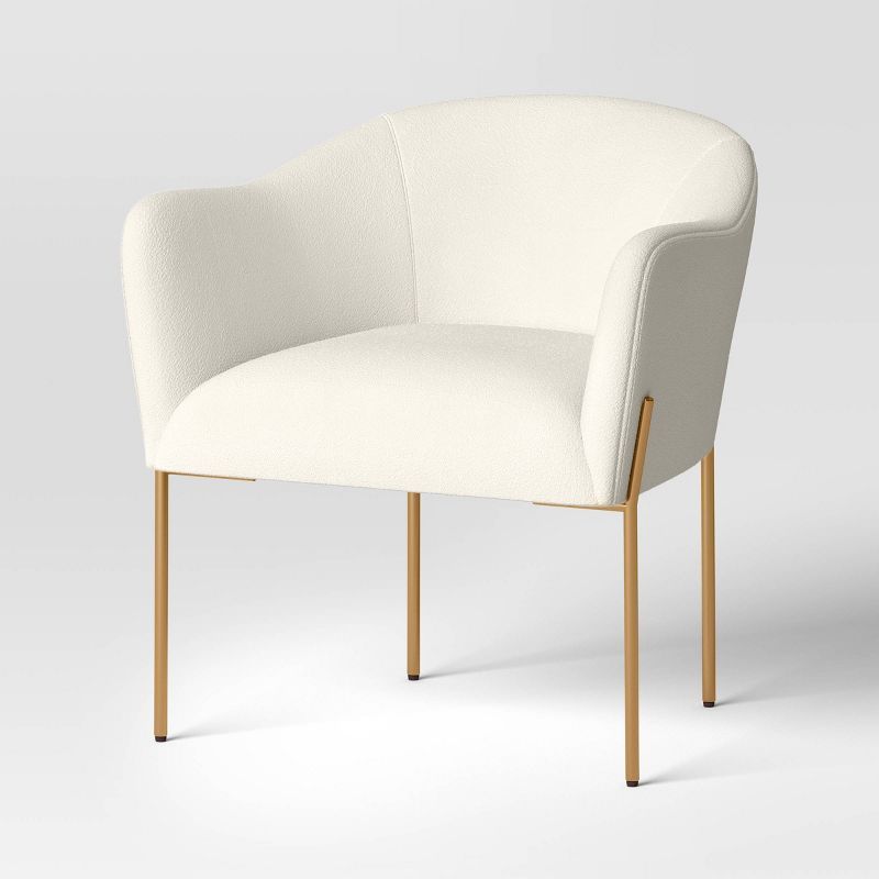Gladden Rounded Back Anywhere Chair Cream Boucle/Brass - Threshold™ | Target