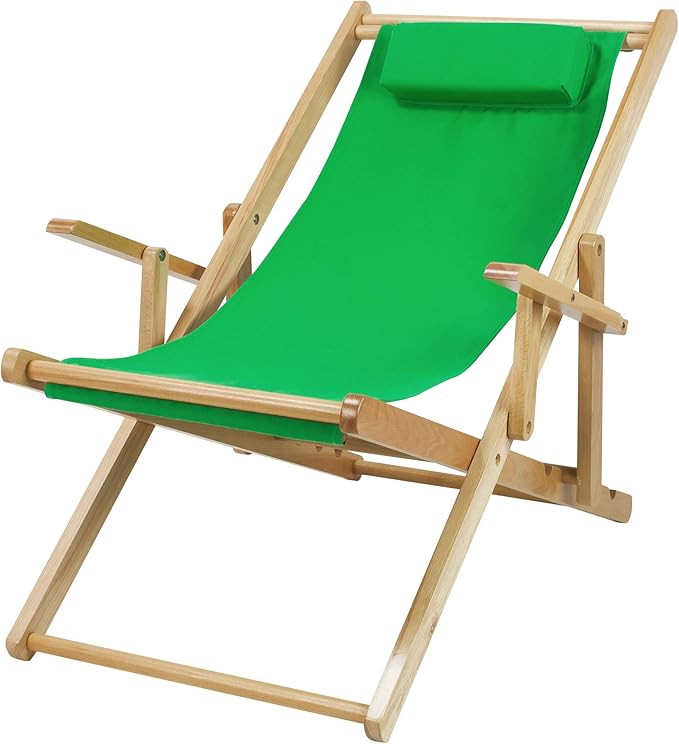 Casual Home Adjustable Sling Chair Natural Frame, Green Canvas | Amazon (US)