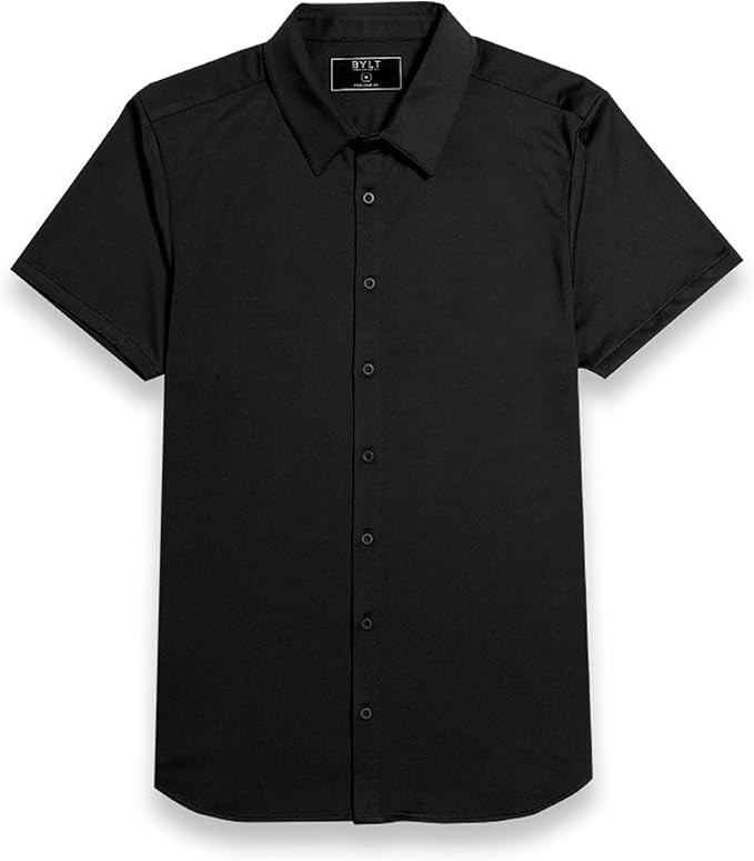 BYLT Exec Button Down Men's Short Sleeve Casual Dress Shirt - Professional Stretch Moisture Wicki... | Amazon (US)