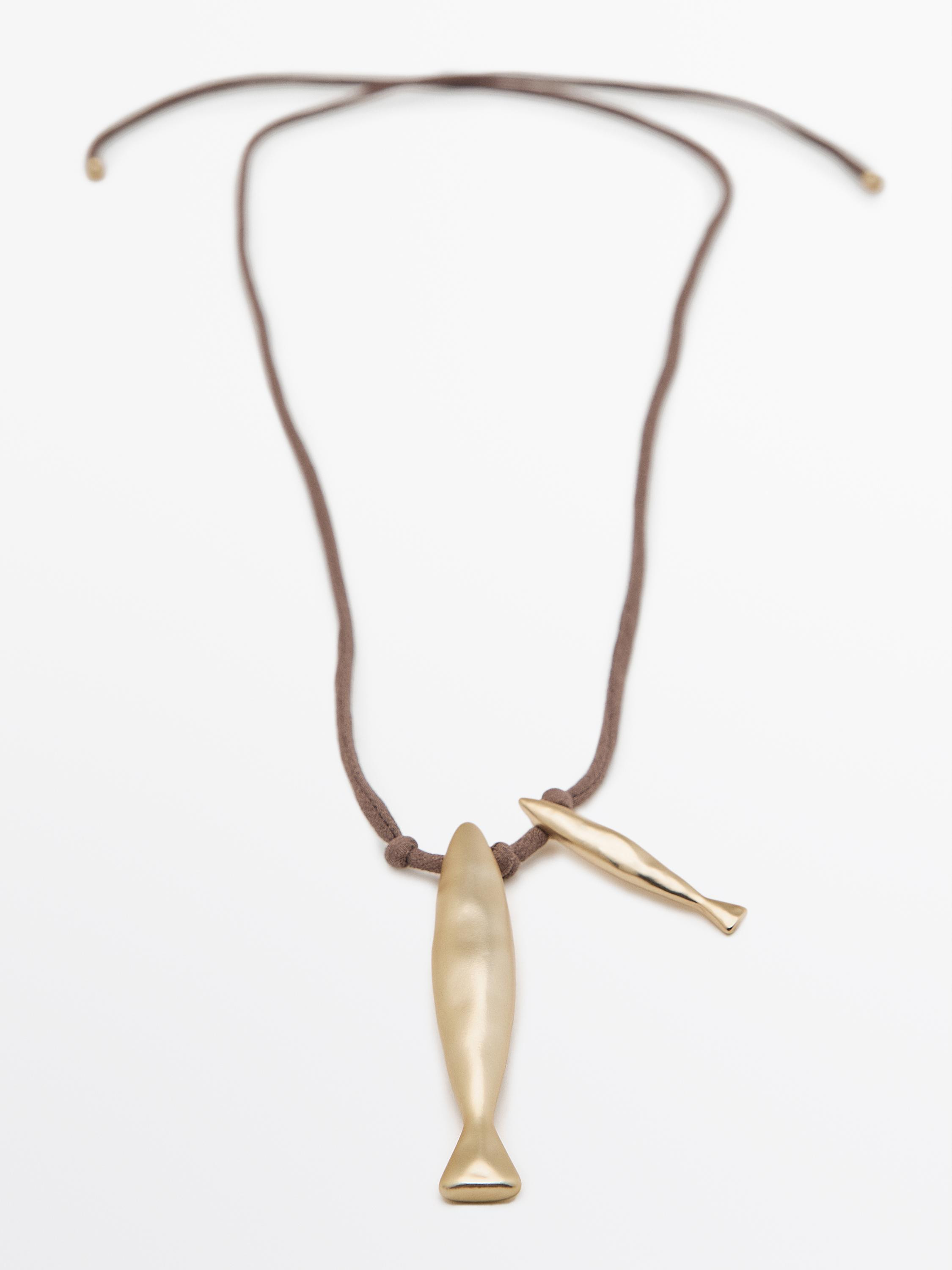 Silk cord necklace with fish | Massimo Dutti UK