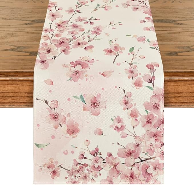 Artoid Mode Floral Cherry Blossoms Branches Summer Table Runner, Seasonal Spring Kitchen Dining T... | Amazon (US)