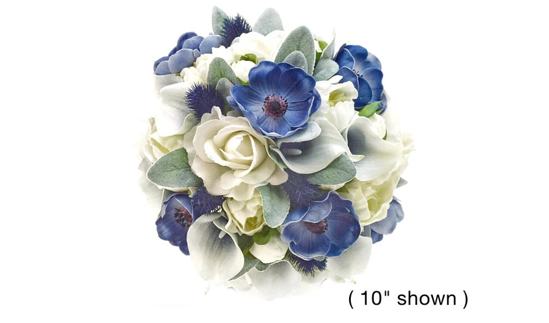 Real Touch Artificial White Ivory Roses Peonies Navy Anemones Calla Lilies Bridal Bridesmaids Cas... | Etsy (US)