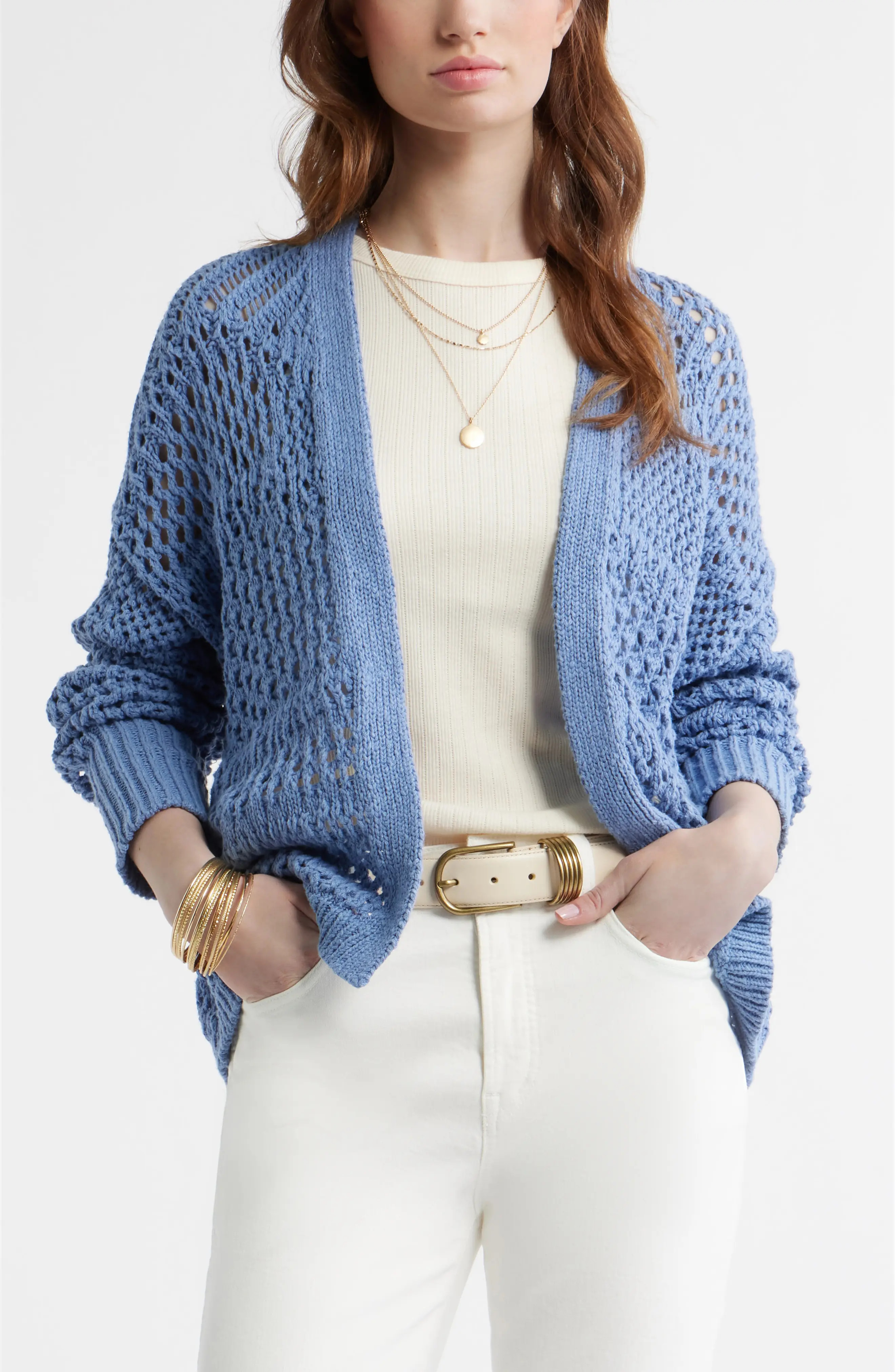 Openwork Slouchy Cotton Cardigan (Women) | Nordstrom | Nordstrom