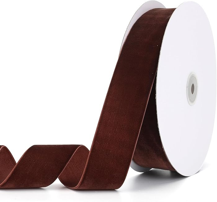 Coffee Velvet Ribbon 1-1/2" x 20Yd,Great for Gift Wrapping,Hair Bows Making, Wreaths,Wedding and ... | Amazon (US)