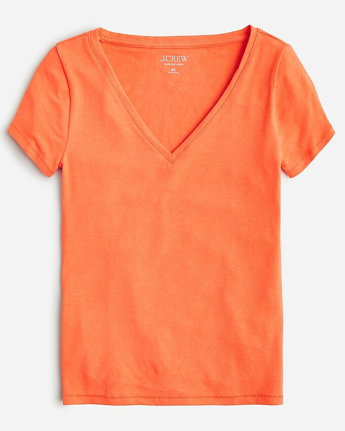 V-neck T-shirt in stretch linen blend | J. Crew US