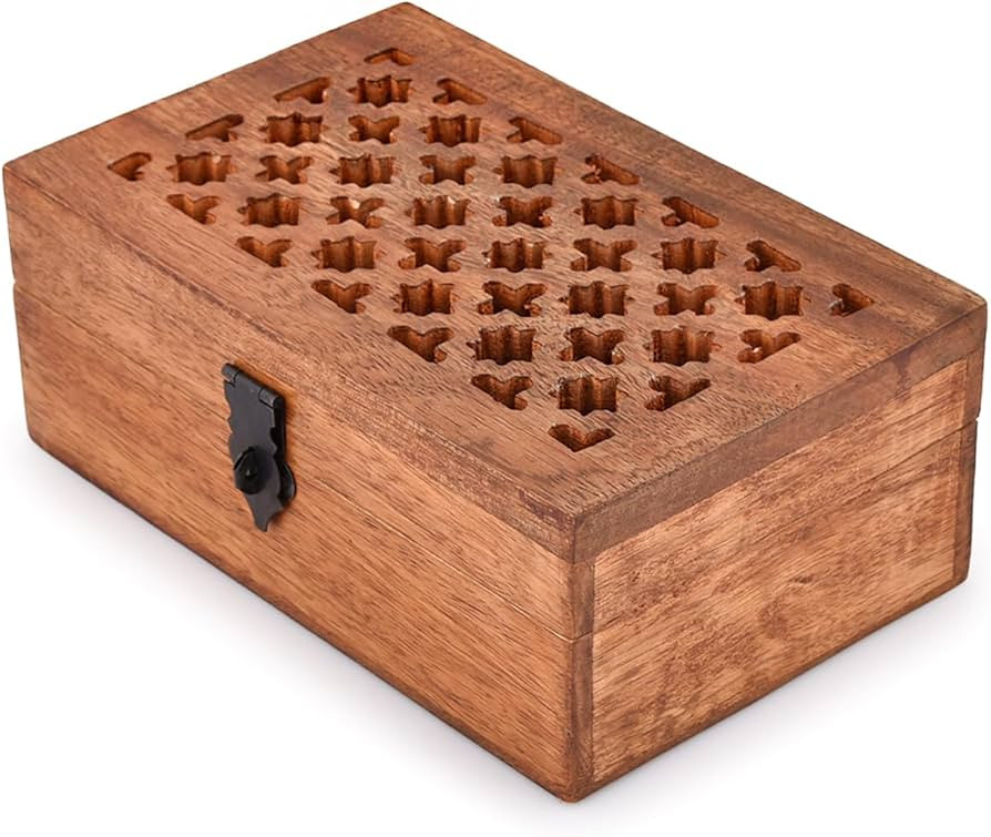 NIRMAN Mango Wood Decorative Wooden Box with Hinged Lid Wooden Storage Box, Decorative Bo xes Wit... | Amazon (US)