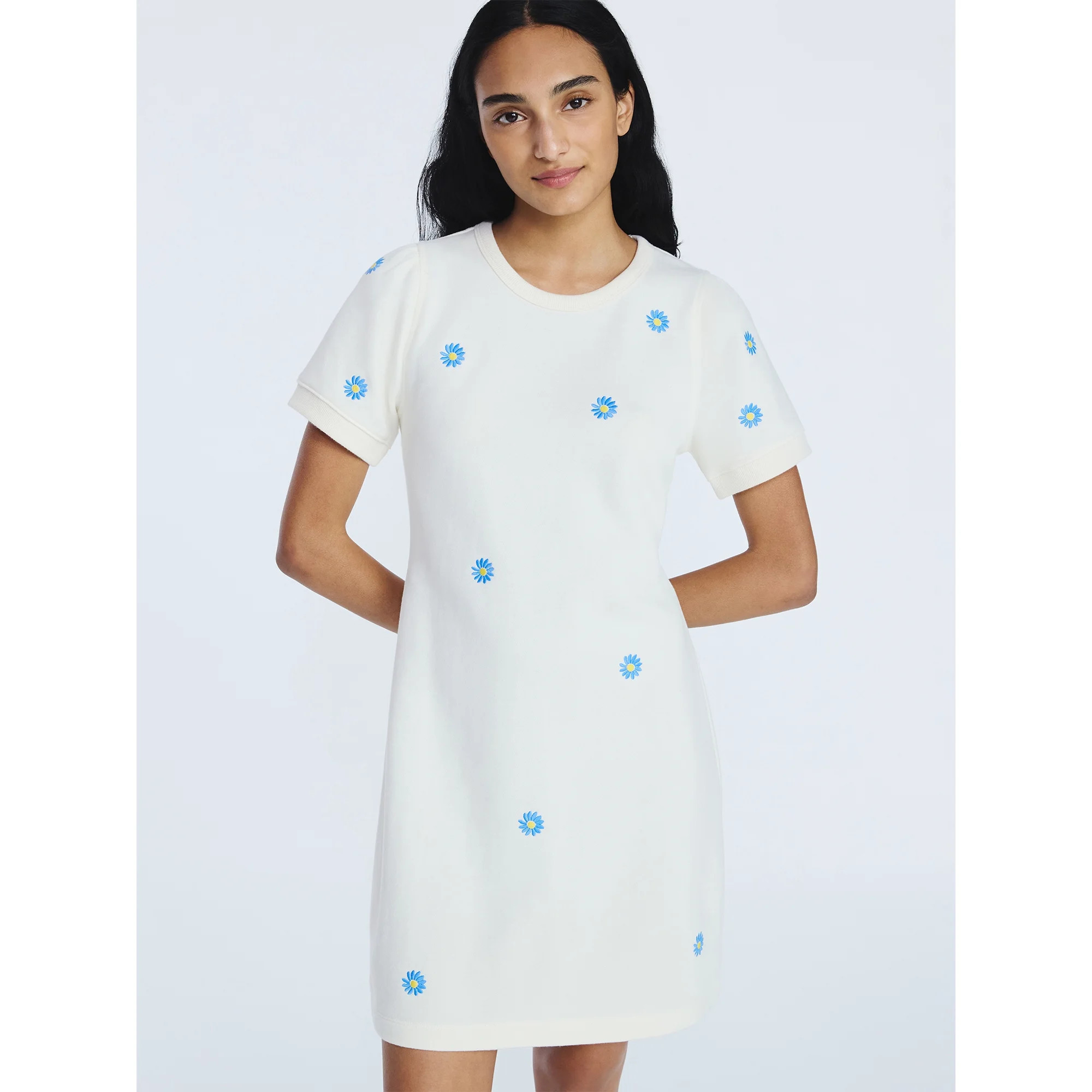 Free Assembly Women’s and Women's Plus Embroidered Mini Dress with Puff Sleeves, Sizes XS-4X | Walmart (US)