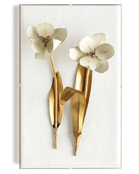 Original Gilded Tulip on White Linen | Horchow