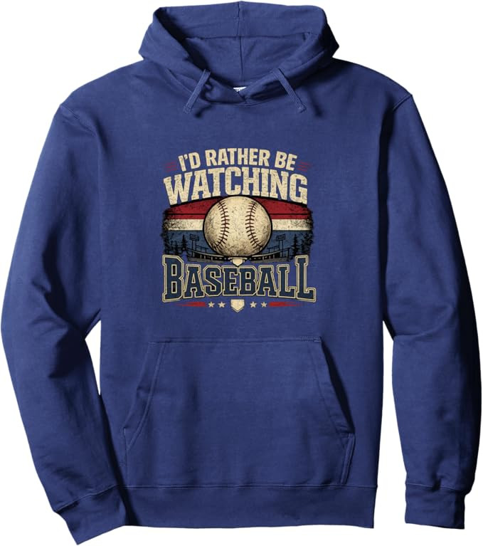 I’d Rather Be Watching Baseball Vintage Retro Graphic Pullover Hoodie | Amazon (US)