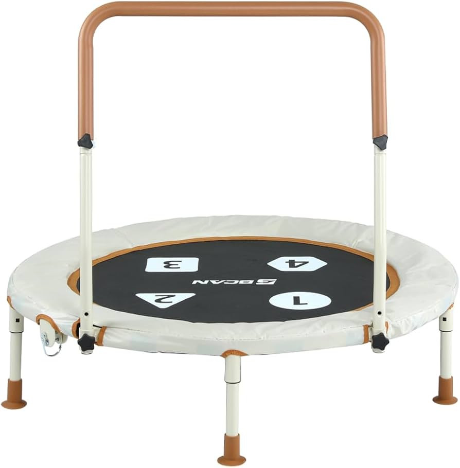 BCAN 36'' Toddler Trampoline, Foldable Mini Trampoline for Kids Ages 1-6, Adjustable Handle, Safe... | Amazon (US)