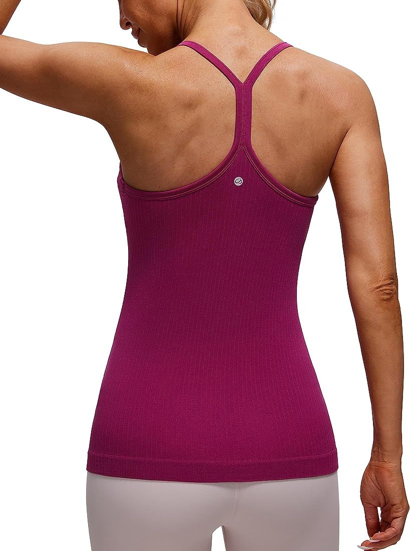 Seamless Workout Tank Tops for Women Racerback Athletic Camisole Sports Shirts with Built in Bra | Amazon (US)