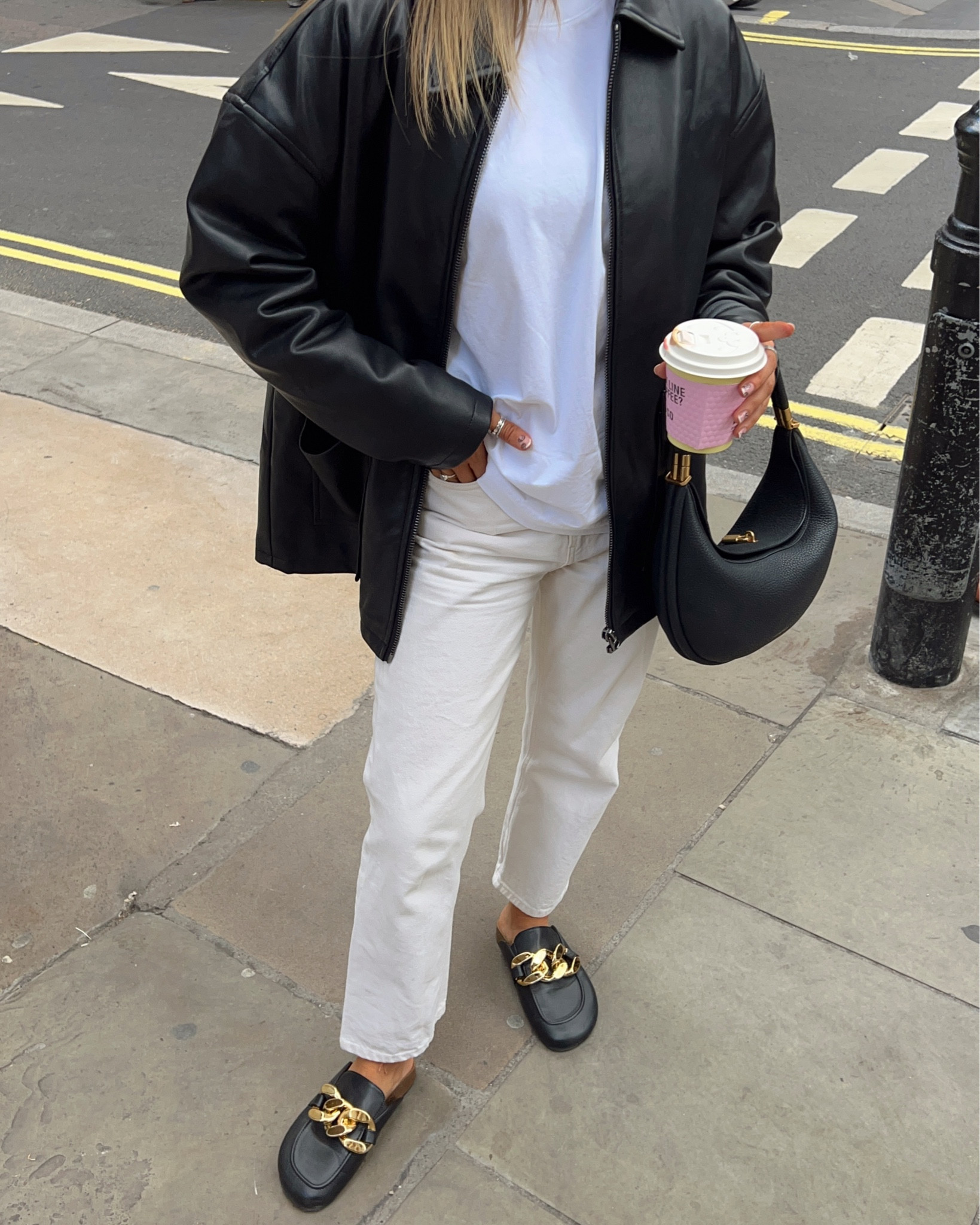 Autumn outfit inspiration styling a leather jacket over white tee and cream ecru jeans (the favourite cut from and other stories are my absolute favourite)

#LTKfindsunder50 #LTKeurope #LTKstyletip