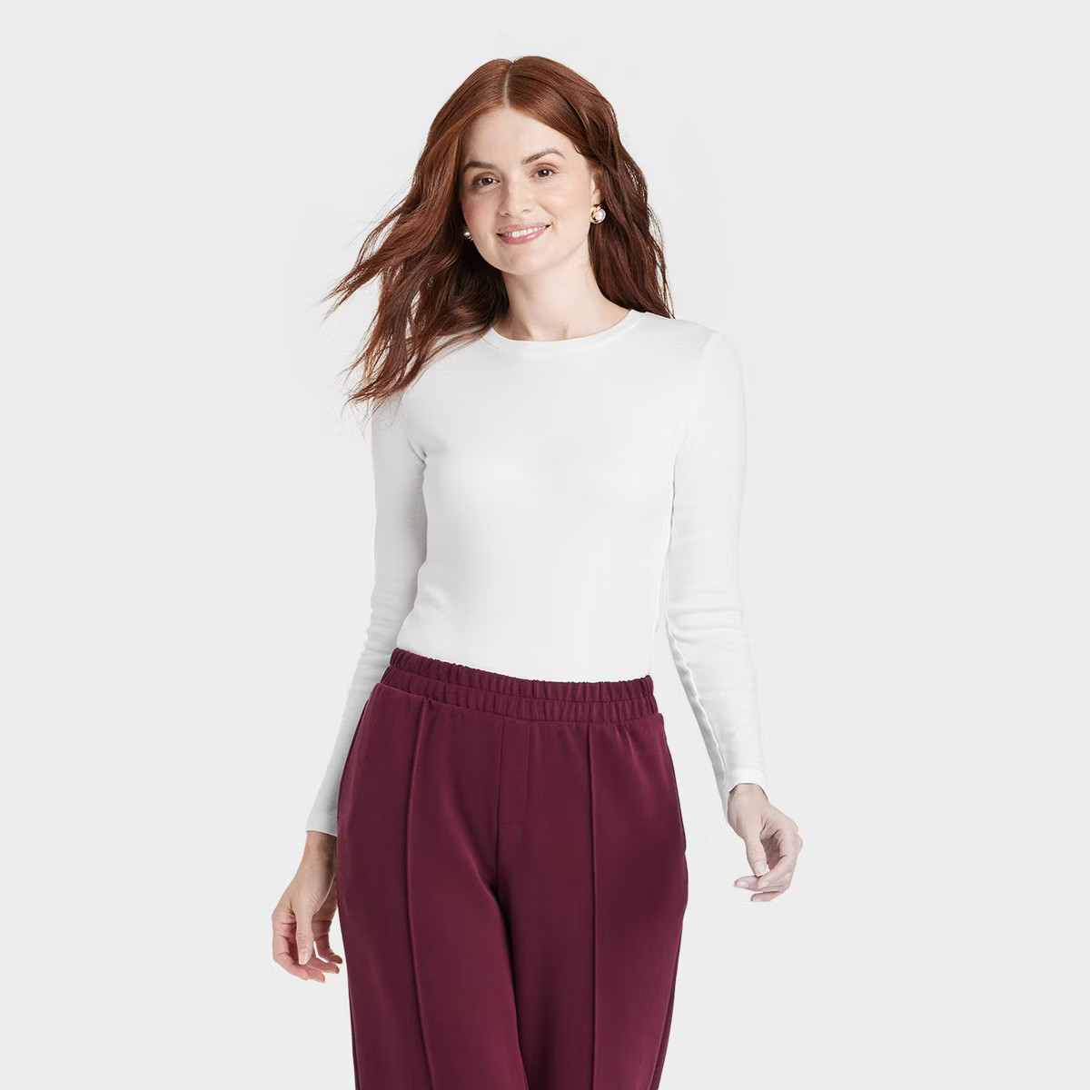 Women's Slim Fit Long Sleeve Ribbed T-Shirt - A New Day™ | Target