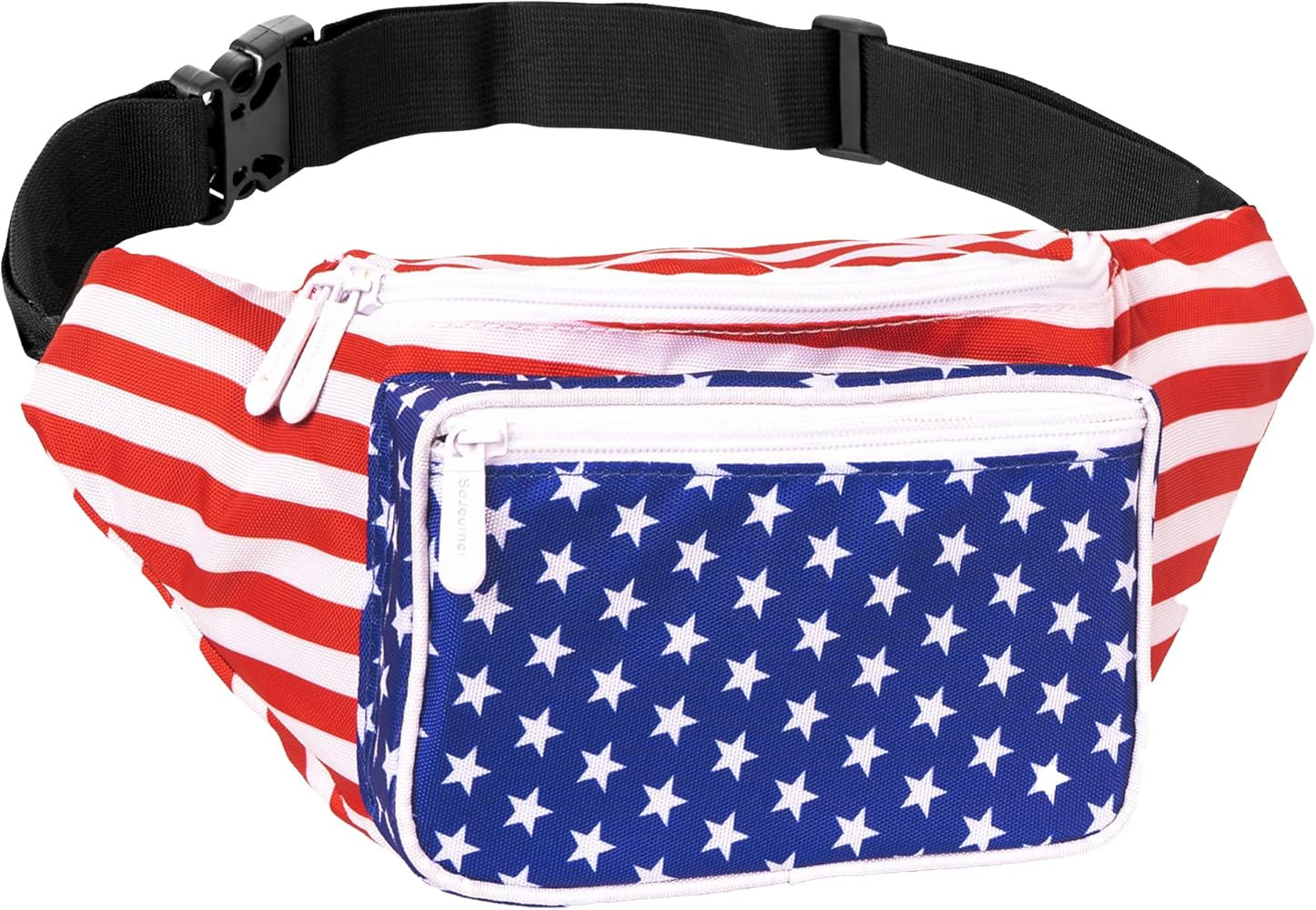 SoJourner Bags USA Flag Waist Pack, 3-Pocket Fanny Pack for Women & Men, Adjustable Crossbody Bum... | Amazon (US)