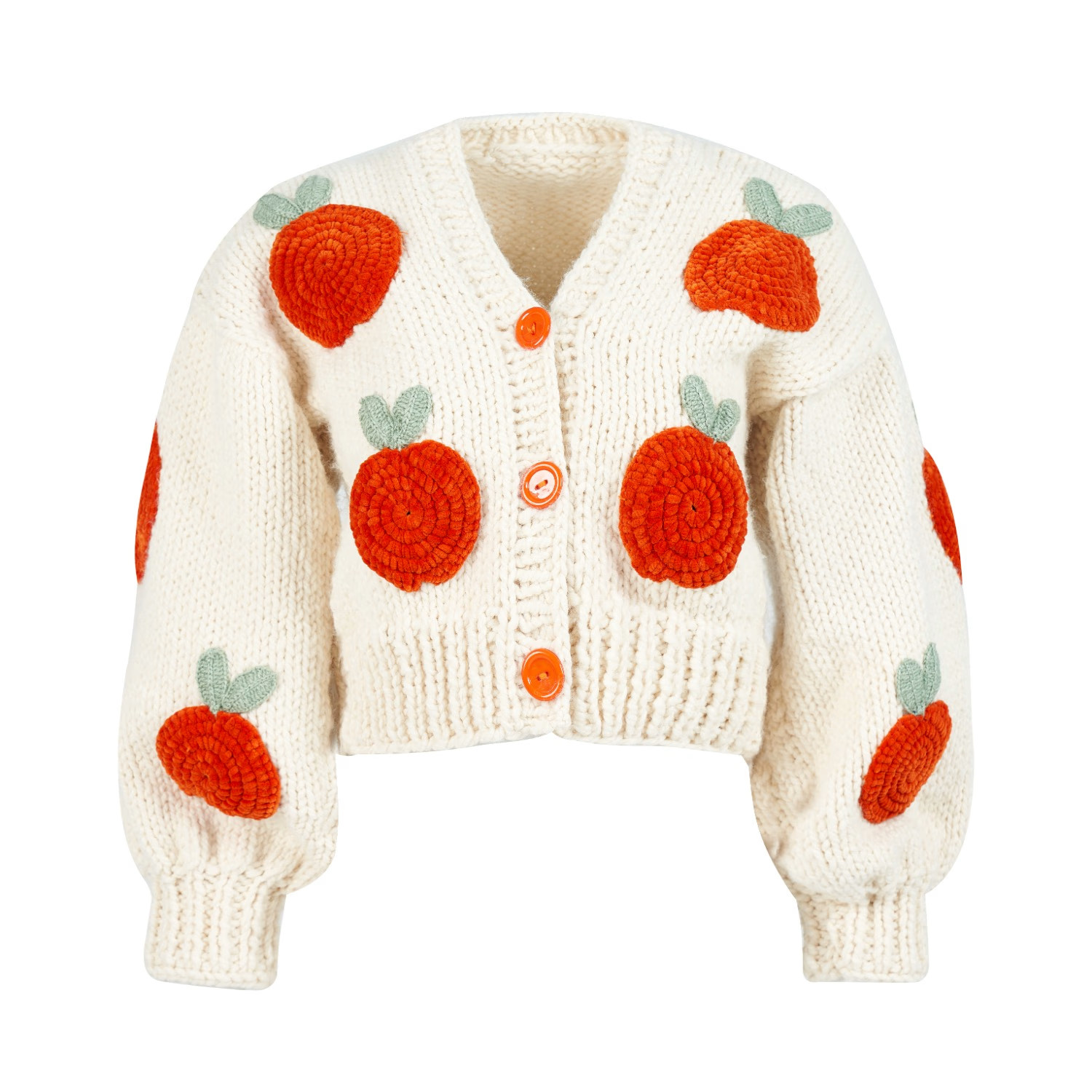 Orange Peach Chunky Cardigan | Wolf & Badger (US)