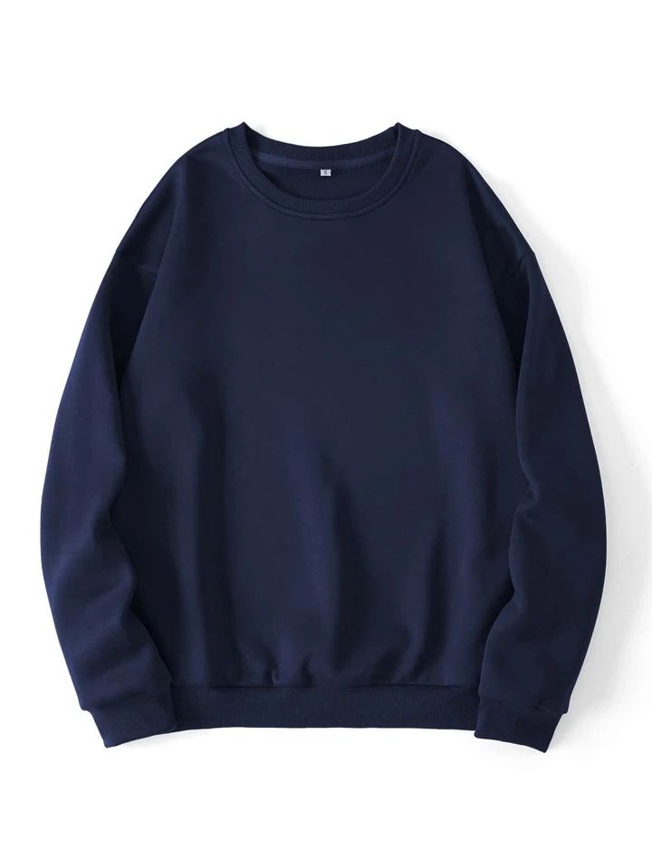 SHEIN LUNE Solid Round Neck Thermal Lined Sweatshirt | SHEIN
