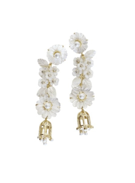 collection earrings: mother of pearl + pearl + bird cage earrings | Nicola Bathie Jewelry