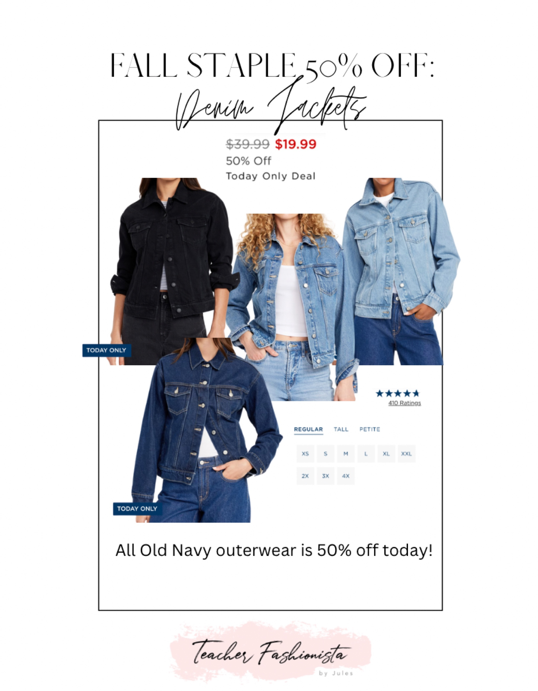 My most-worn closet staple is a denim jacket!! These are all 50% off today on sale! Fit TTS, or size down for a more fitted look.

#LTKGiftGuide #LTKFindsUnder50 #LTKSaleAlert