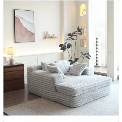 Chaise Lounge Indoor, Upholstered Sofa Bed with Throw Pillows and Armrests, Sleeper Chair- Plush Chair Bed for Living Room | Wayfair North America