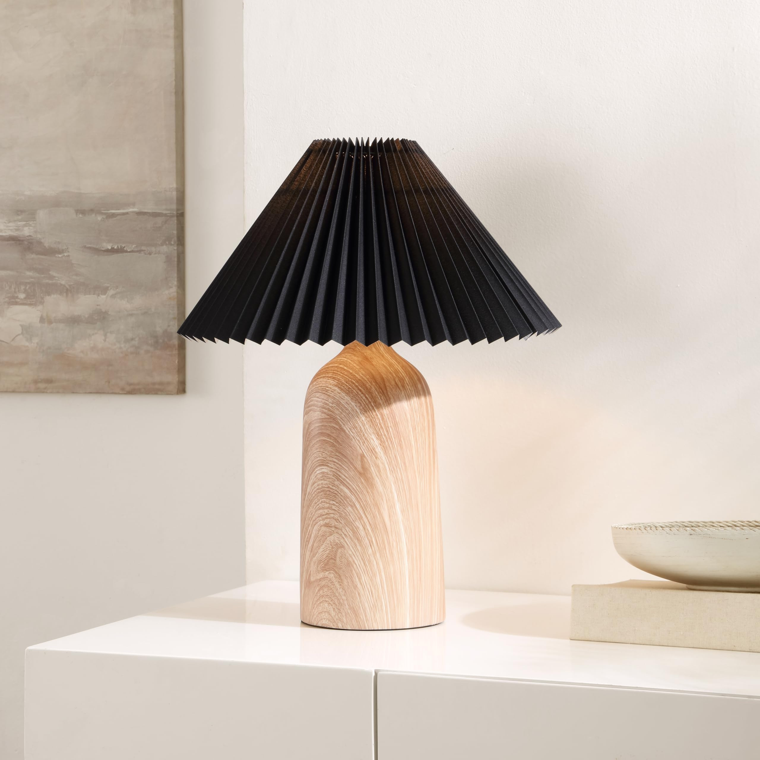 SAFAVIEH Lighting Collection Fabi Wood Resin/Black 19-inch Table Lamp (LED Bulb Included) | Amazon (US)