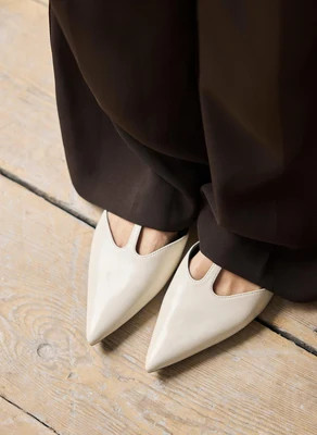 Lila Cream T-Bar Flats | Mint Velvet